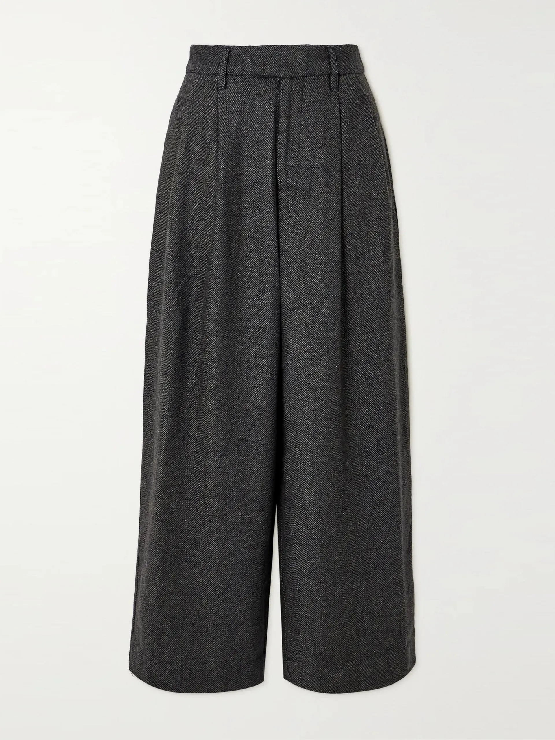 Lucas pleated herringbone tweed wide-leg pants