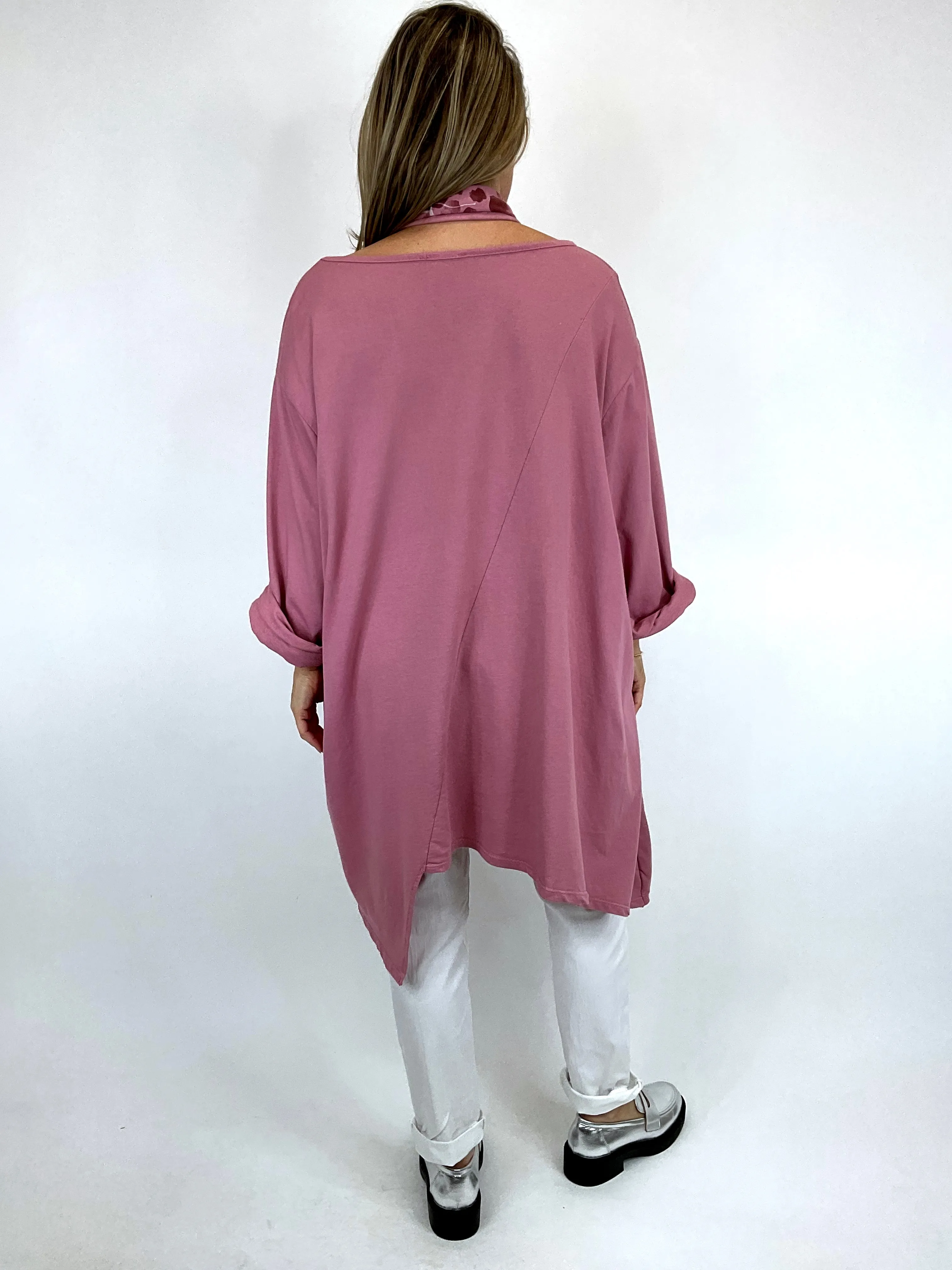 Made in Italy Lagenlook Cleo Scarf Top in Rose Pink. code 57656