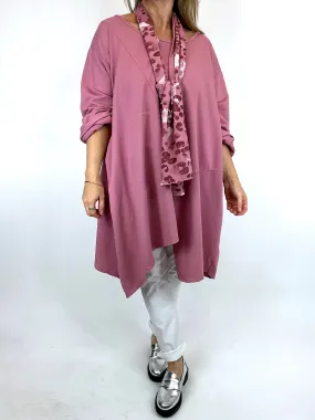 Made in Italy Lagenlook Cleo Scarf Top in Rose Pink. code 57656