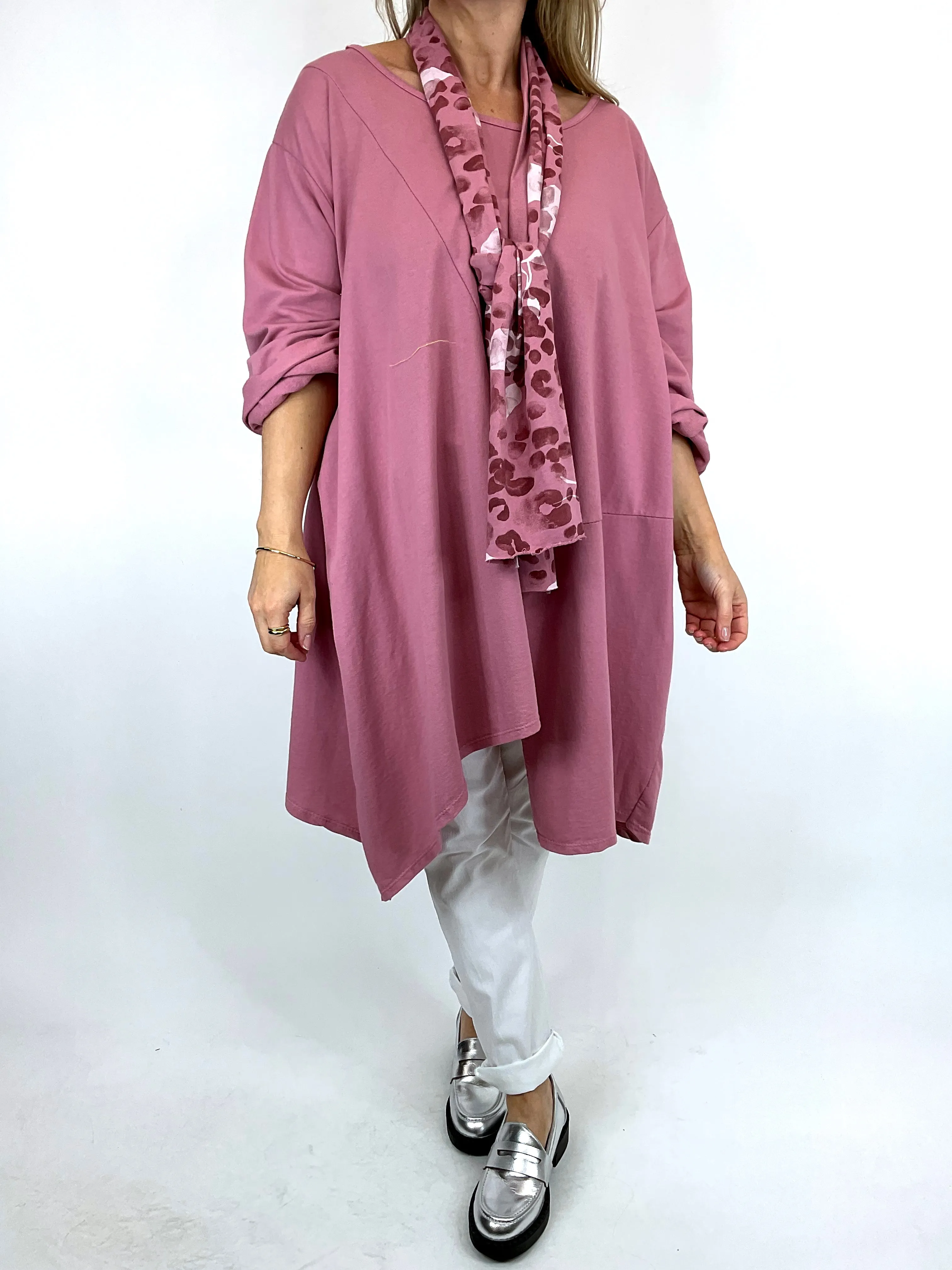 Made in Italy Lagenlook Cleo Scarf Top in Rose Pink. code 57656