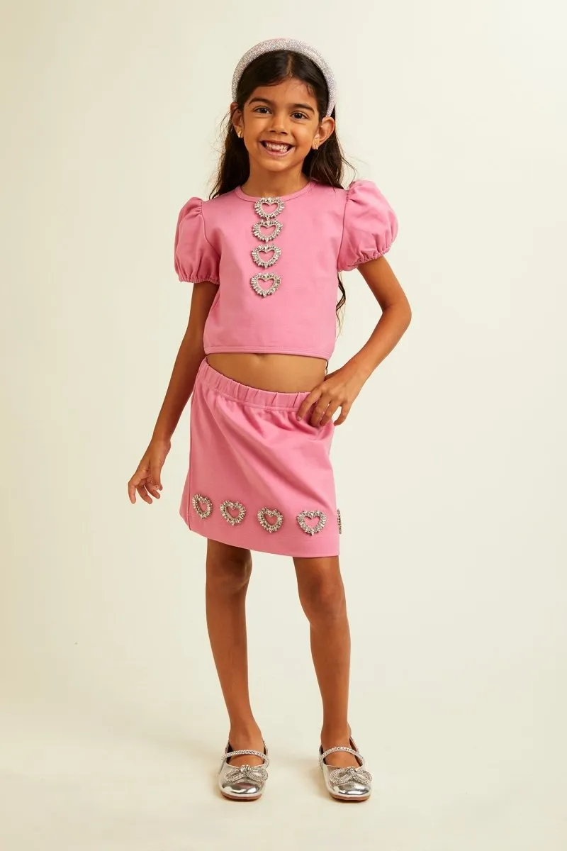 MANHATTAN  HEARTS PUFF SLEEVE TOP AND SKIRT SET