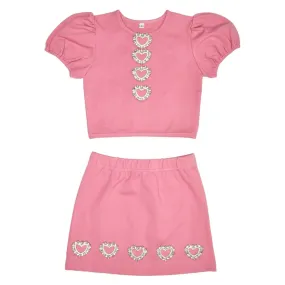 MANHATTAN  HEARTS PUFF SLEEVE TOP AND SKIRT SET