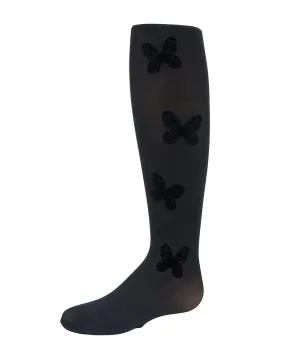 MeMoi Velvet Flocked Butterfly Tights