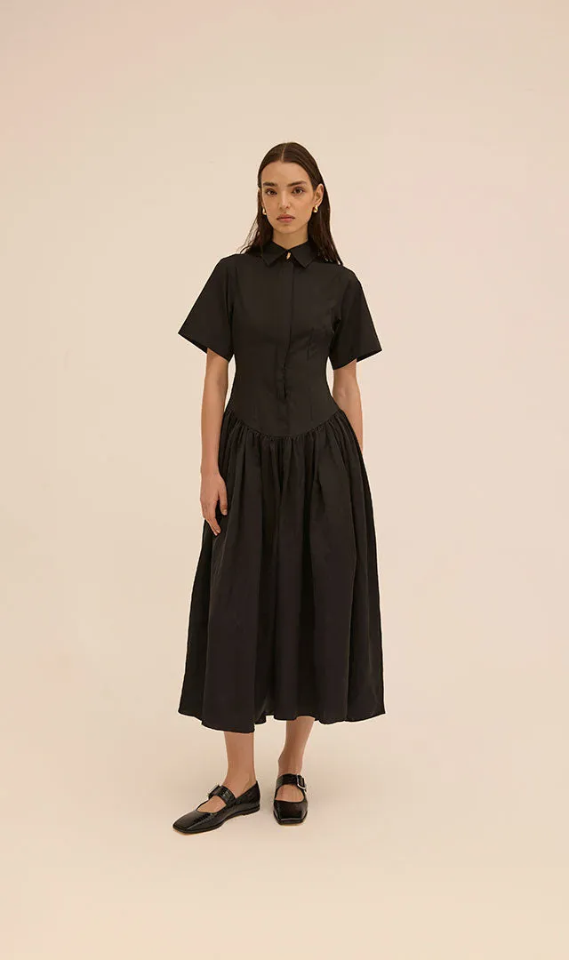 Mena Shirt Dress in Black