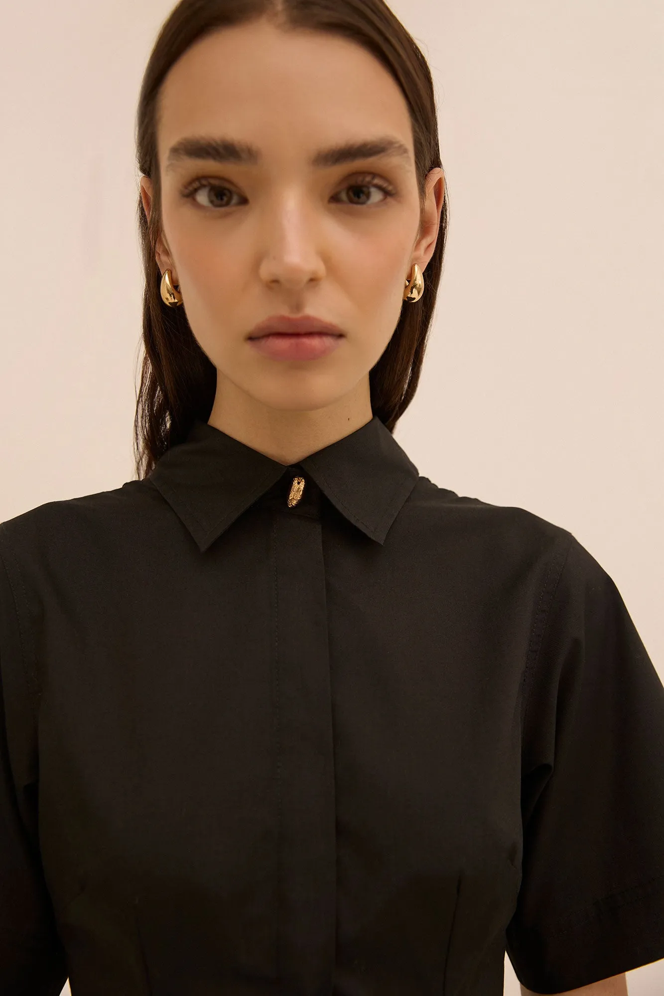 Mena Shirt Dress in Black