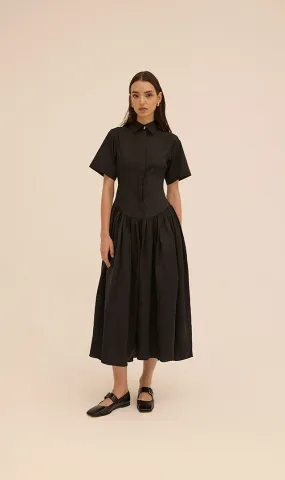Mena Shirt Dress in Black