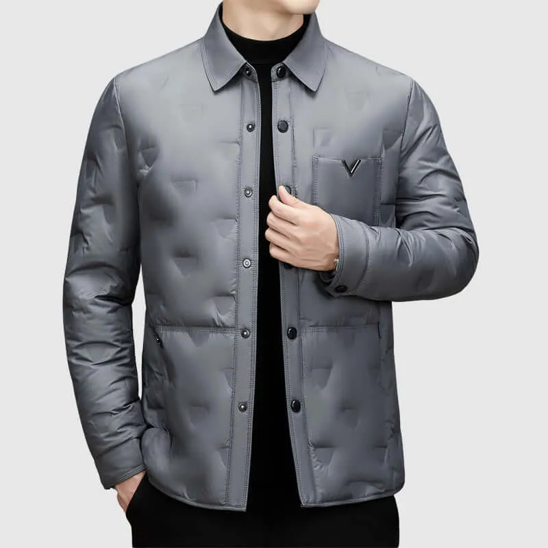 Men's Insulated Winter Coat with Polo Collar