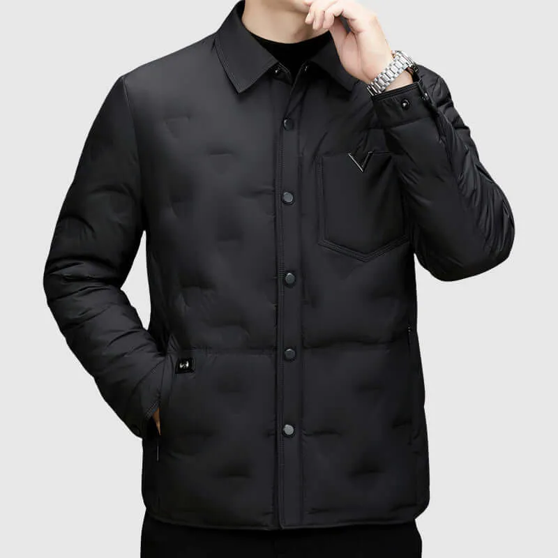 Men's Insulated Winter Coat with Polo Collar