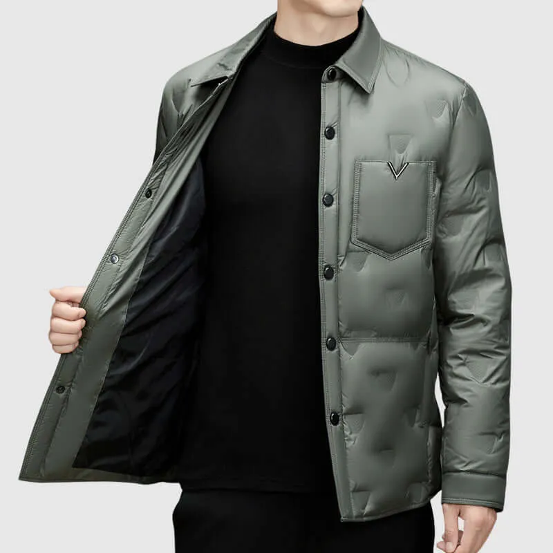 Men's Insulated Winter Coat with Polo Collar