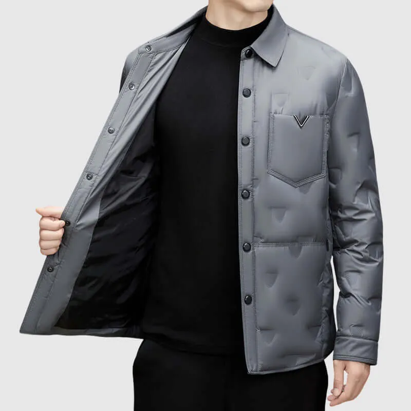 Men's Insulated Winter Coat with Polo Collar