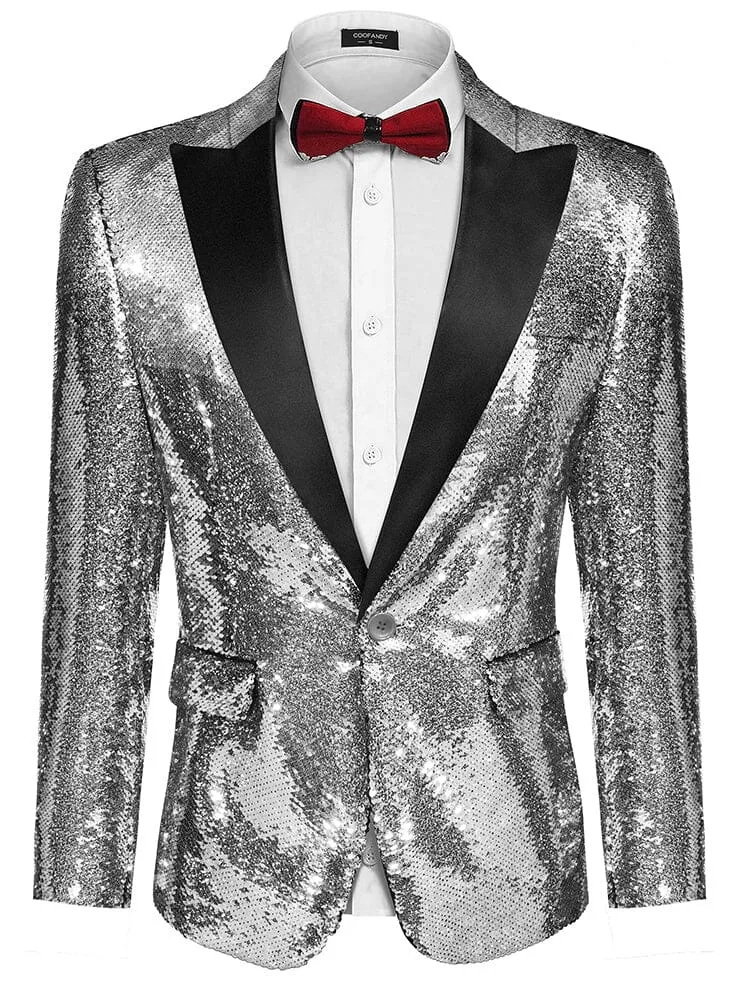 Men's Shiny Sequins Suit Jacket (US Only)
