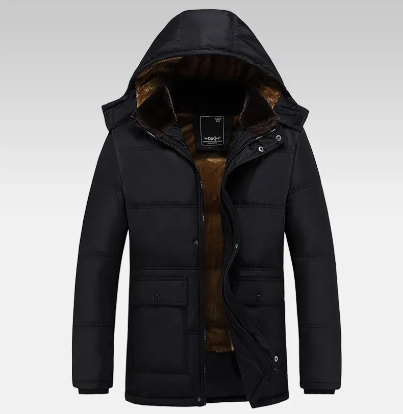 Men's Winter Cotton-Down Thick Hooded Parka