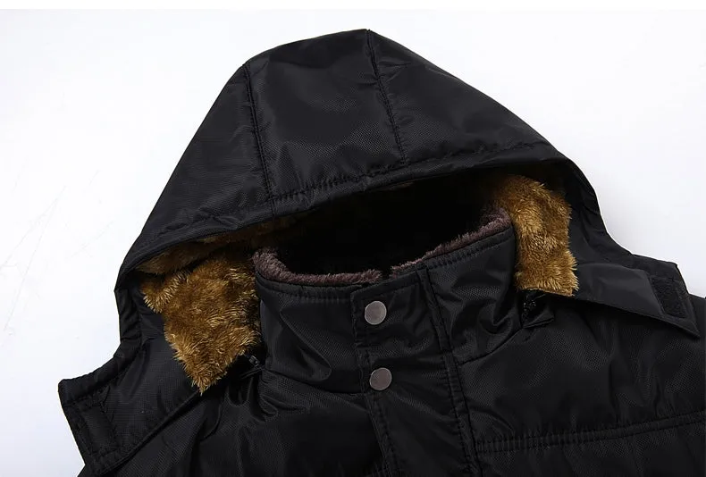 Men's Winter Cotton-Down Thick Hooded Parka