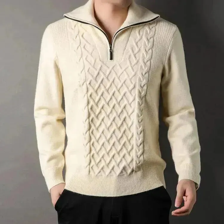 Men's Winter Fashion Half Zip Slim fit Knitted Woolen Pullover Sweater