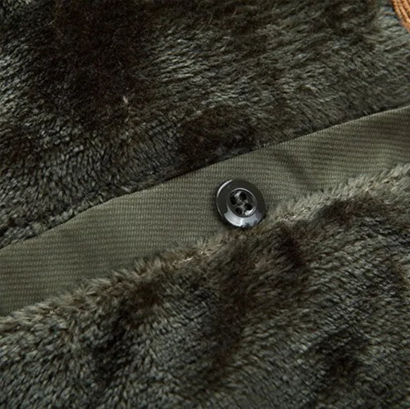 Men's Winter Hooded Warm Mid-Long Parka With Velvet Lining