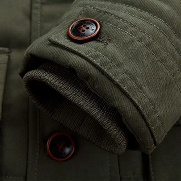 Men's Winter Hooded Warm Mid-Long Parka With Velvet Lining