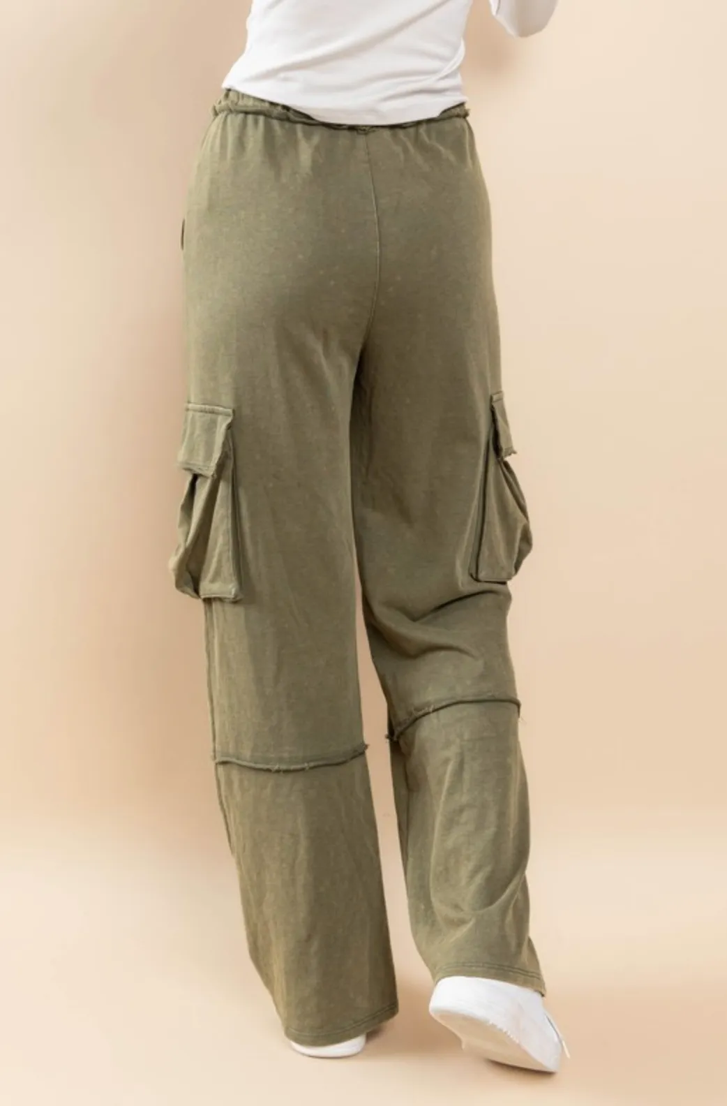 Mineral Washed French Terry Cargo Pants