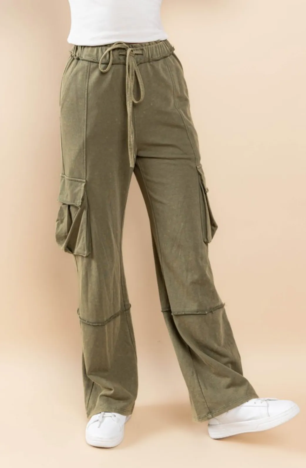 Mineral Washed French Terry Cargo Pants