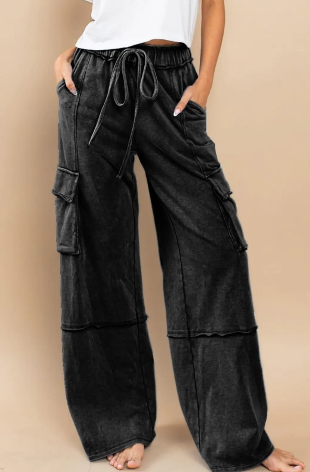 Mineral Washed French Terry Cargo Pants