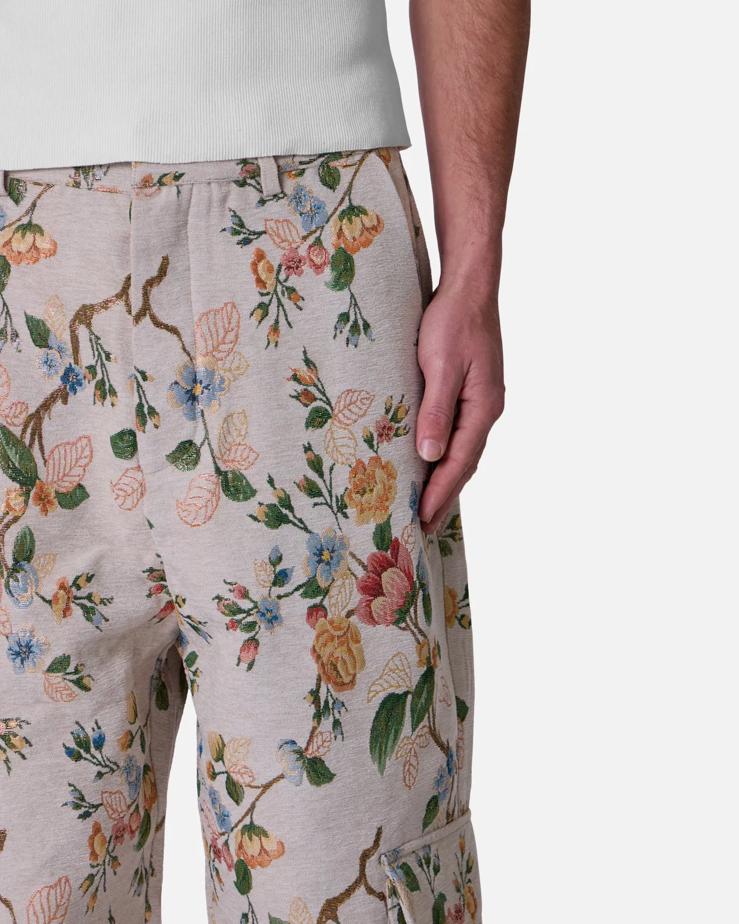 MNML Jacquard Rose Cargo Pants Gold