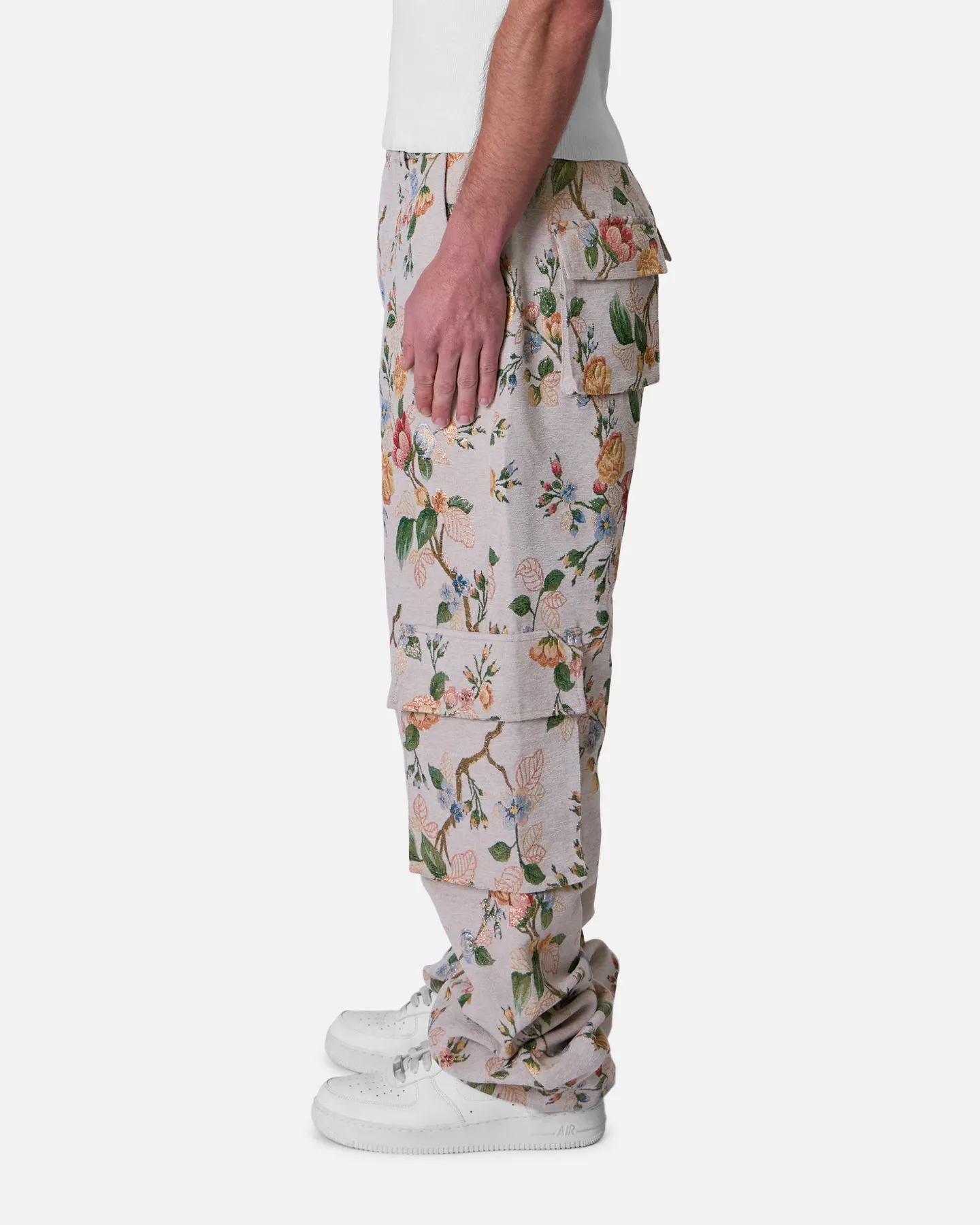 MNML Jacquard Rose Cargo Pants Gold