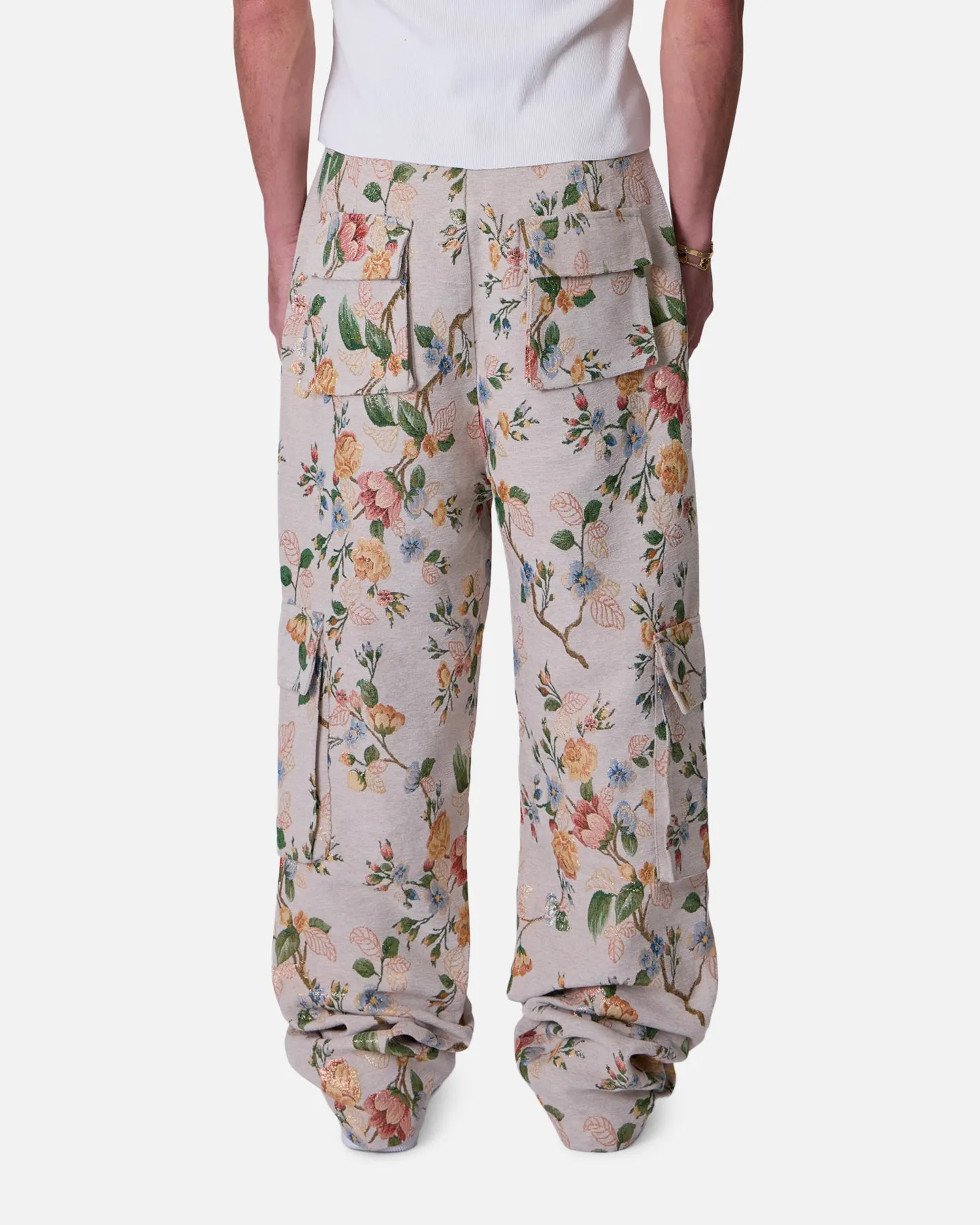 MNML Jacquard Rose Cargo Pants Gold