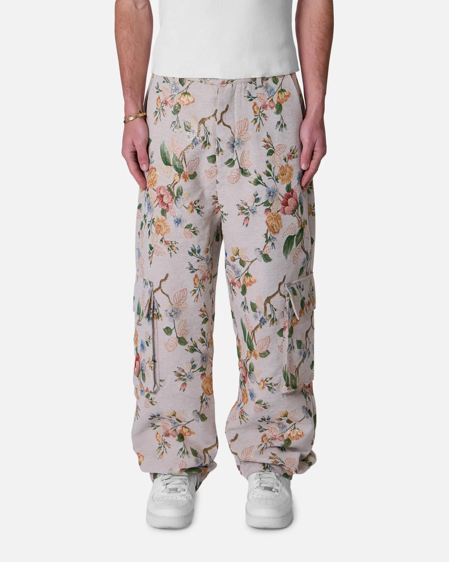 MNML Jacquard Rose Cargo Pants Gold