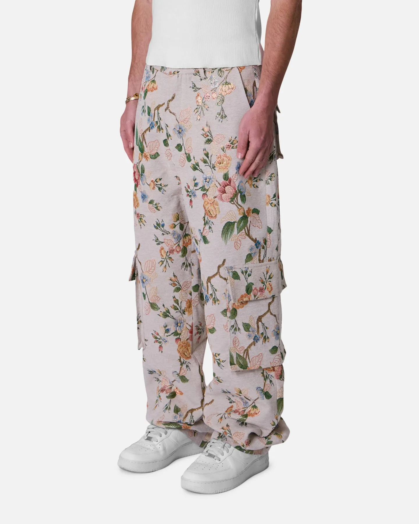 MNML Jacquard Rose Cargo Pants Gold
