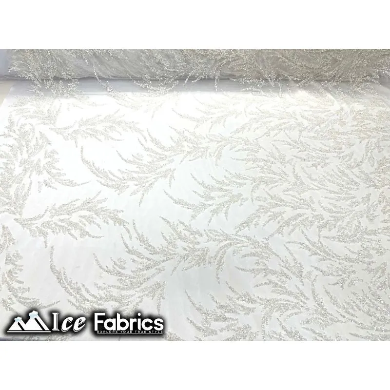 Modern Floral Embroidery Beaded Lace Fabric with Sequin
