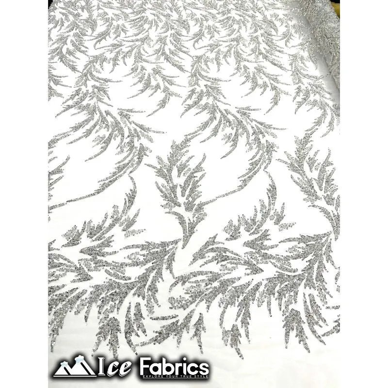 Modern Floral Embroidery Beaded Lace Fabric with Sequin