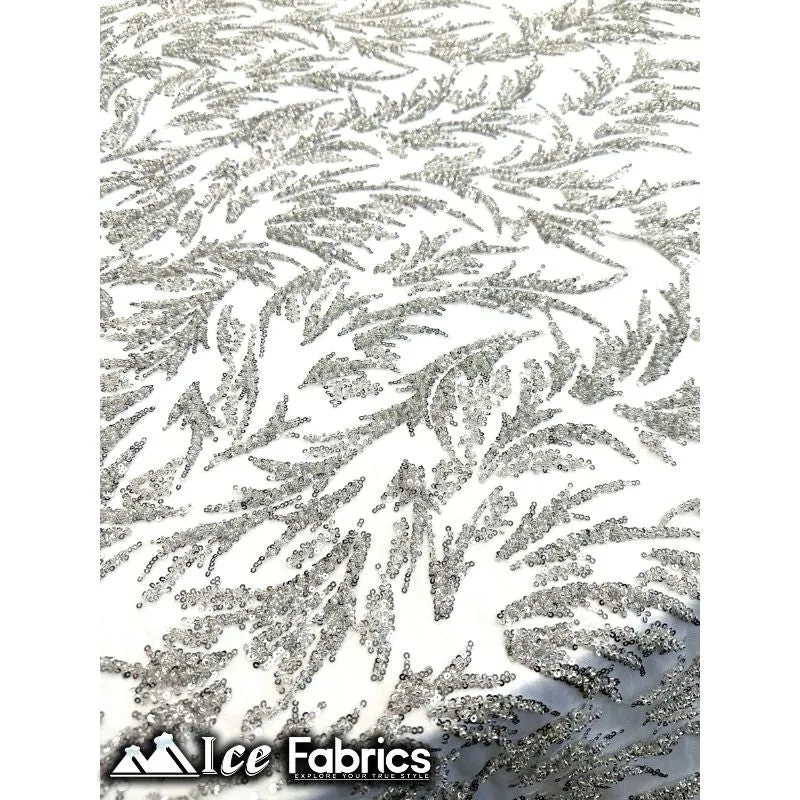 Modern Floral Embroidery Beaded Lace Fabric with Sequin