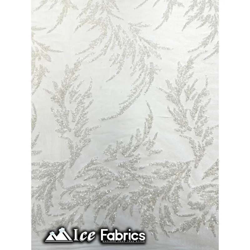 Modern Floral Embroidery Beaded Lace Fabric with Sequin