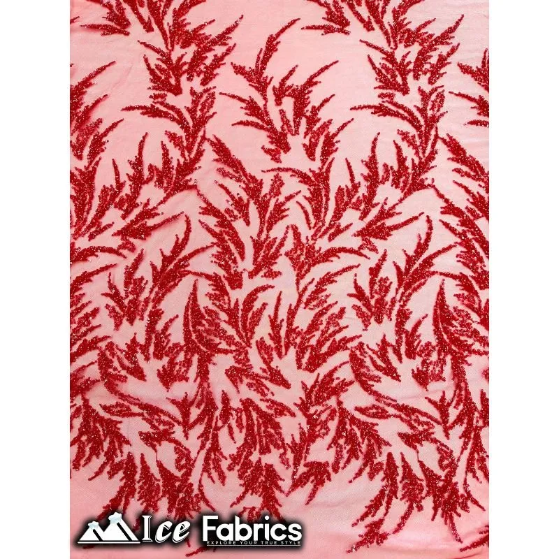 Modern Floral Embroidery Beaded Lace Fabric with Sequin