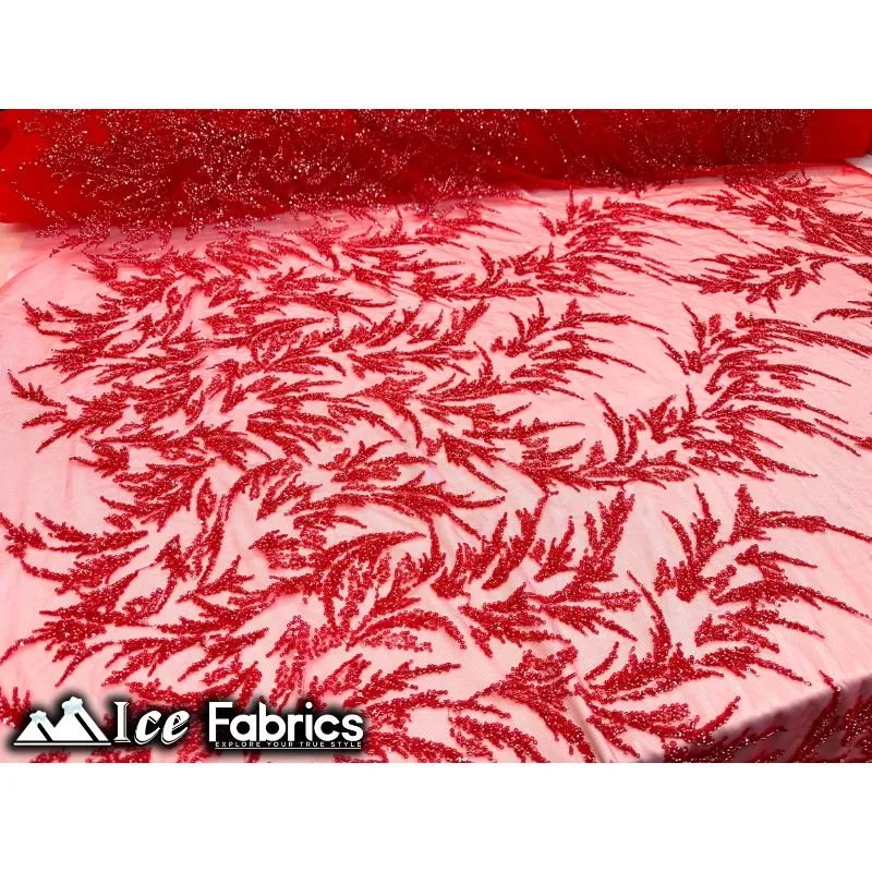 Modern Floral Embroidery Beaded Lace Fabric with Sequin