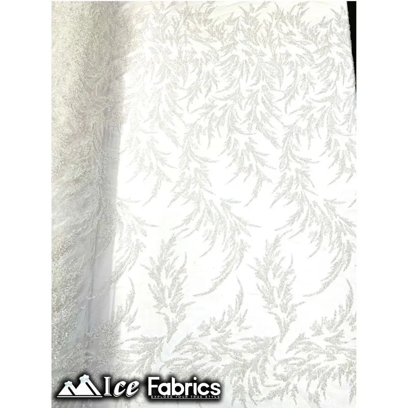 Modern Floral Embroidery Beaded Lace Fabric with Sequin
