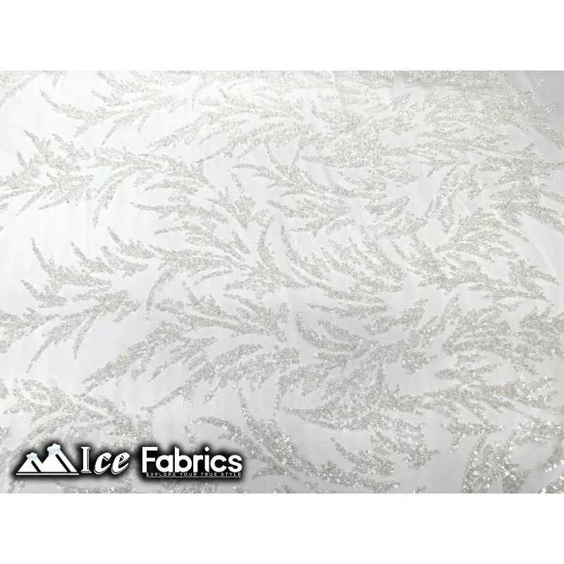 Modern Floral Embroidery Beaded Lace Fabric with Sequin