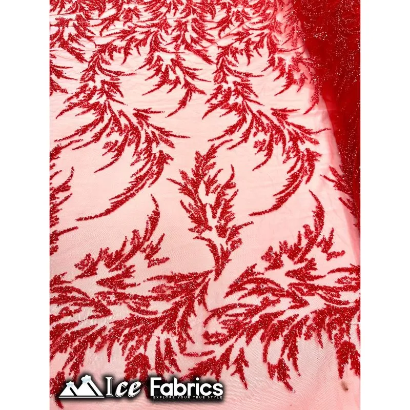 Modern Floral Embroidery Beaded Lace Fabric with Sequin