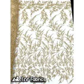Modern Floral Embroidery Beaded Lace Fabric with Sequin