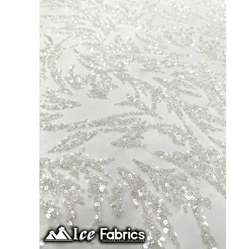 Modern Floral Embroidery Beaded Lace Fabric with Sequin