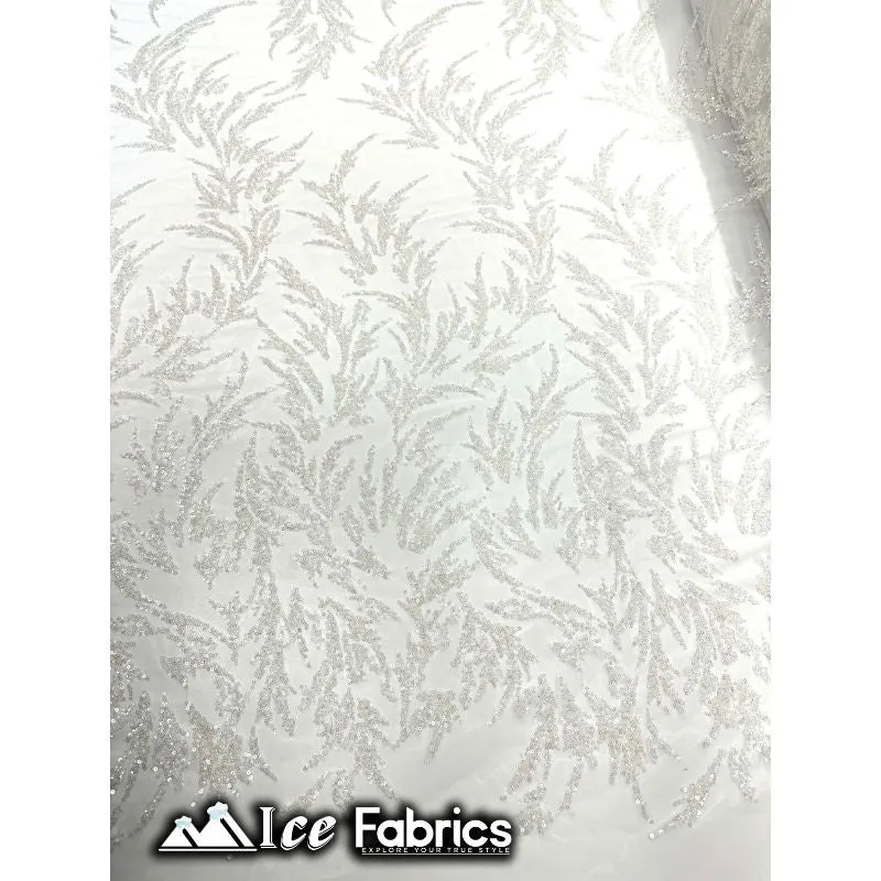 Modern Floral Embroidery Beaded Lace Fabric with Sequin