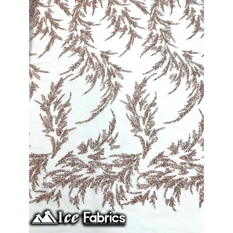 Modern Floral Embroidery Beaded Lace Fabric with Sequin