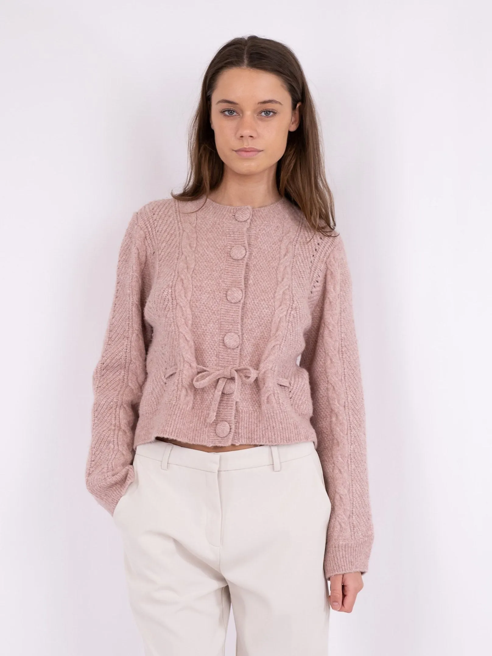 Molina Heavy Knit Cardigan - Rose Melange