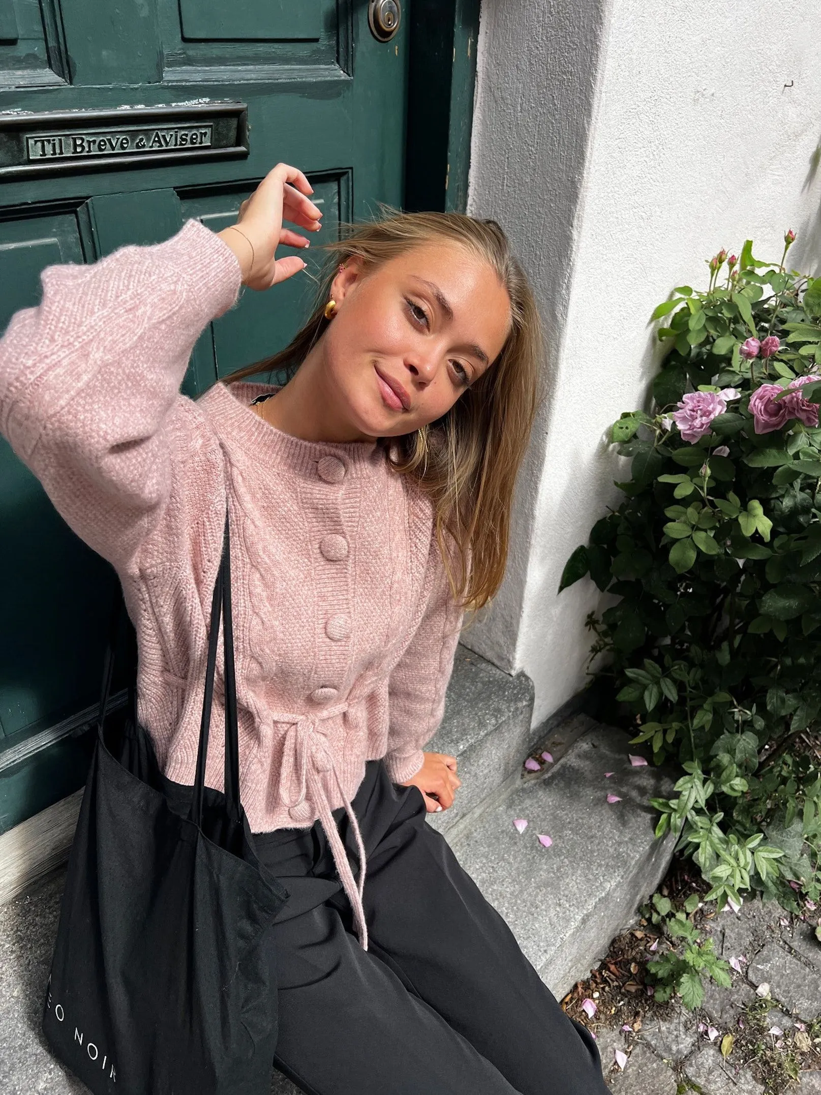 Molina Heavy Knit Cardigan - Rose Melange