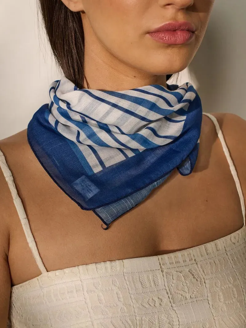 Ocean Blue Print Bandana - Blue Stripe