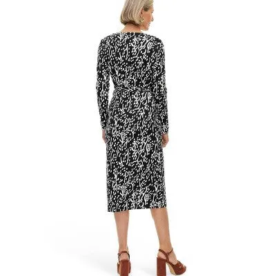 Open Box - Diane von Furstenberg Women's Midi Wrap Dress V-Neck Long Sleeve