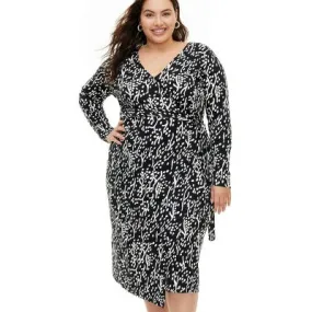 Open Box - Diane von Furstenberg Women's Midi Wrap Dress V-Neck Long Sleeve