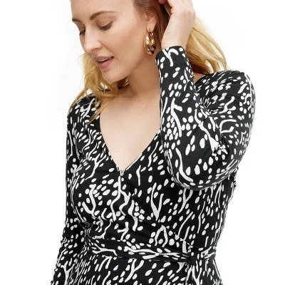 Open Box - Diane von Furstenberg Women's Midi Wrap Dress V-Neck Long Sleeve