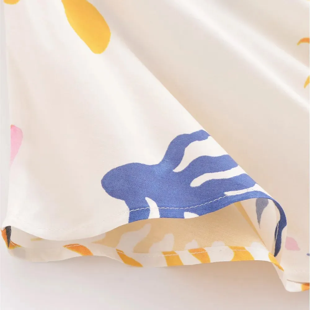 Palm Print Batwing Sleeve Maxi Dress