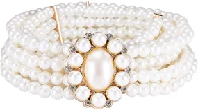 Pearl Matel Flower Women's Dress Belt Pearl Bridal Beaded Shiny Diamond Waist Chain