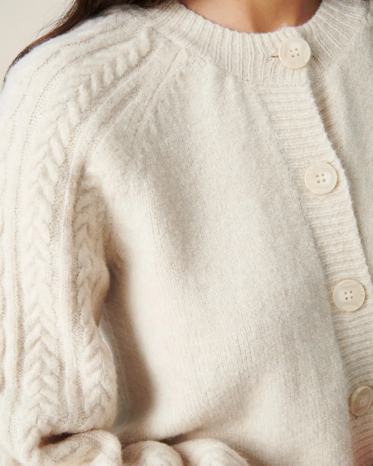 Peggy Cardigan - Ecru Melange